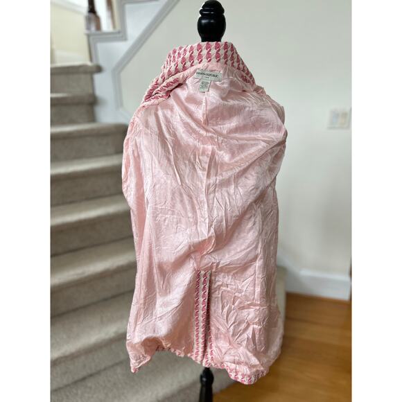 Vintage Y2K Banana Republic Pink & Cream Houndstooth Fitted Trench Pea Coat - Picture 4 of 7